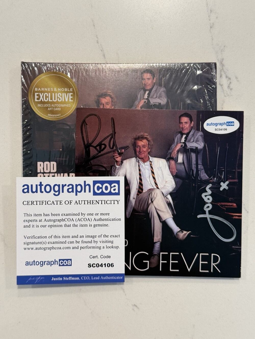 Rod Stewart & Jools Holland Double Signed COA ACOA Swing Fever CD AUTOGRAPH #19